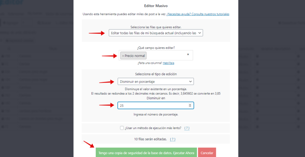 woocommerce modificar precios de varios productos a la vez