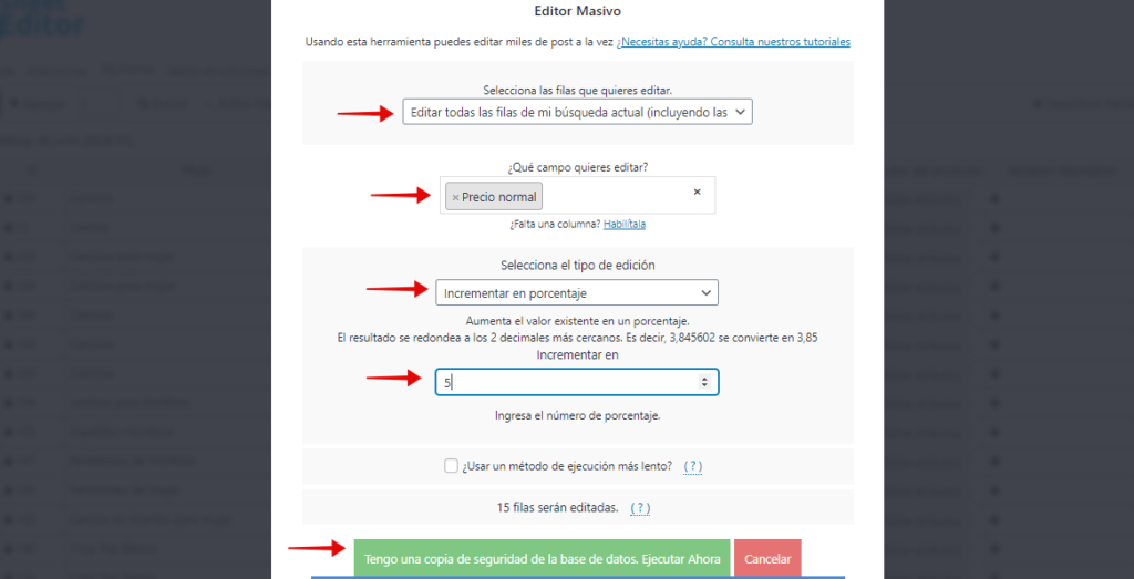 woocommerce modificar precios de varios productos a la vez