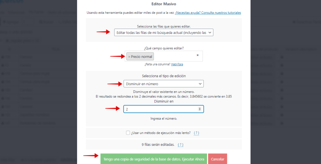 woocommerce modificar precios de varios productos a la vez