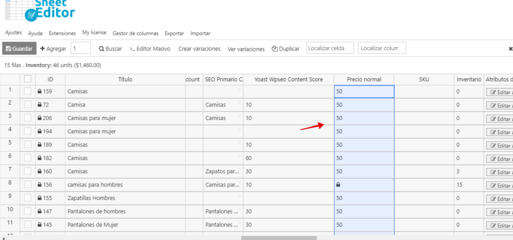 woocommerce exportar e importar precios