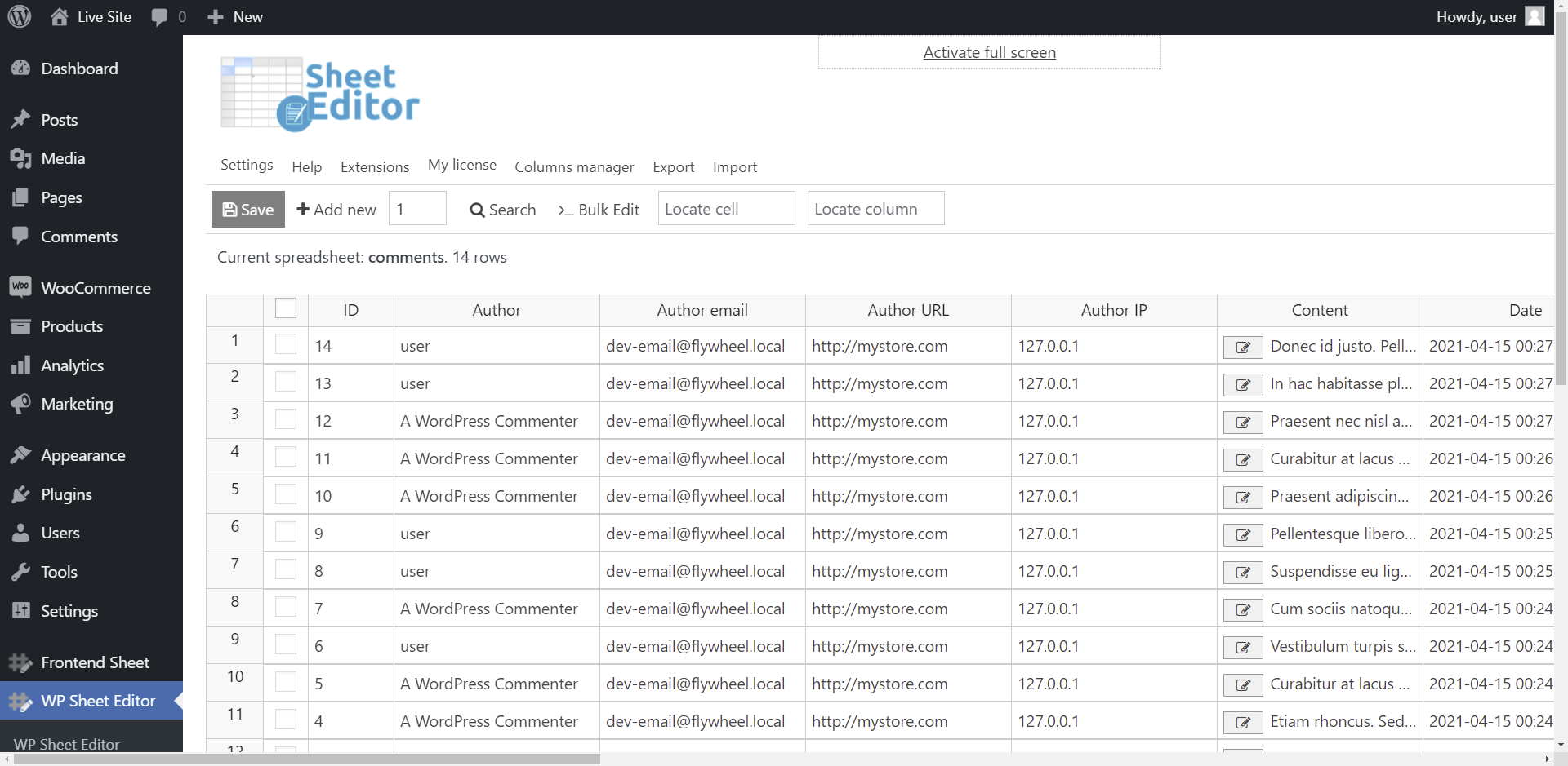WordPress - How to Export / Import Post Comments - WP Sheet Editor